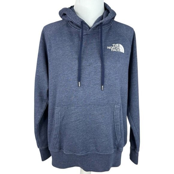 The North Face Tops - The North Face Womens Blue Heather Graphic Pullover Hoodie Sweatshirt Medium